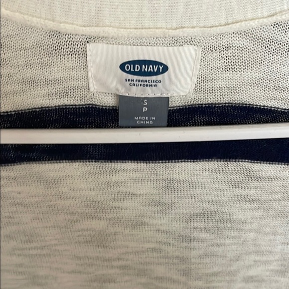 Old Navy Women's Striped Cardigan Sweater Small- White and Blue - Picture 2 of 4